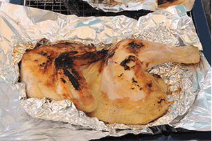 ホイルで焼く様子